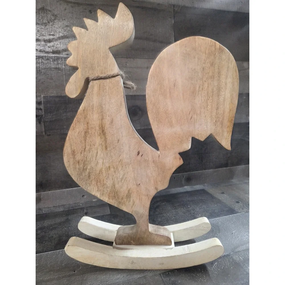 Wood Rooster Farmhouse Decor Rocking Base 14